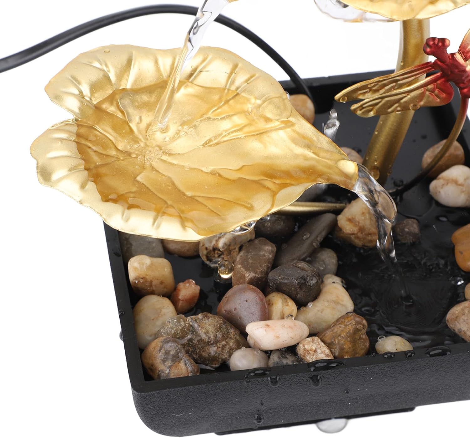 SASKATE Lotus Leaf Dragonfly Tabletop Fountain