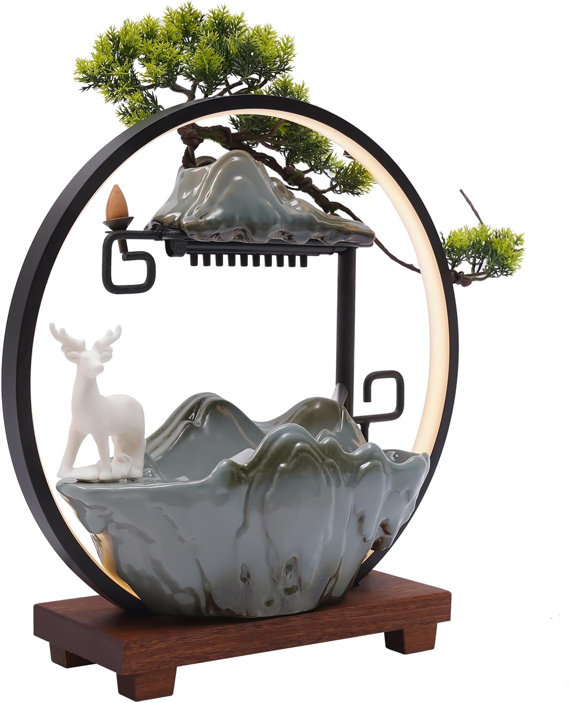 Tabletop Water Fountain with Mist LED and Feng Shui Decor