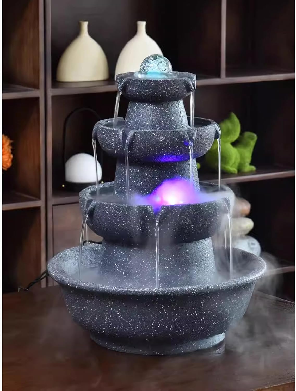 Elegant Tabletop Water Fountain with Rotating Water Ball and LED Light