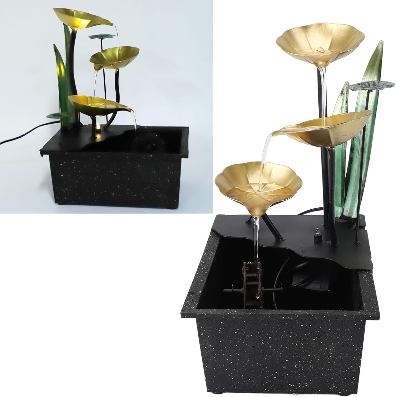 SUNFECILI Tabletop Water Fountain with LED Light