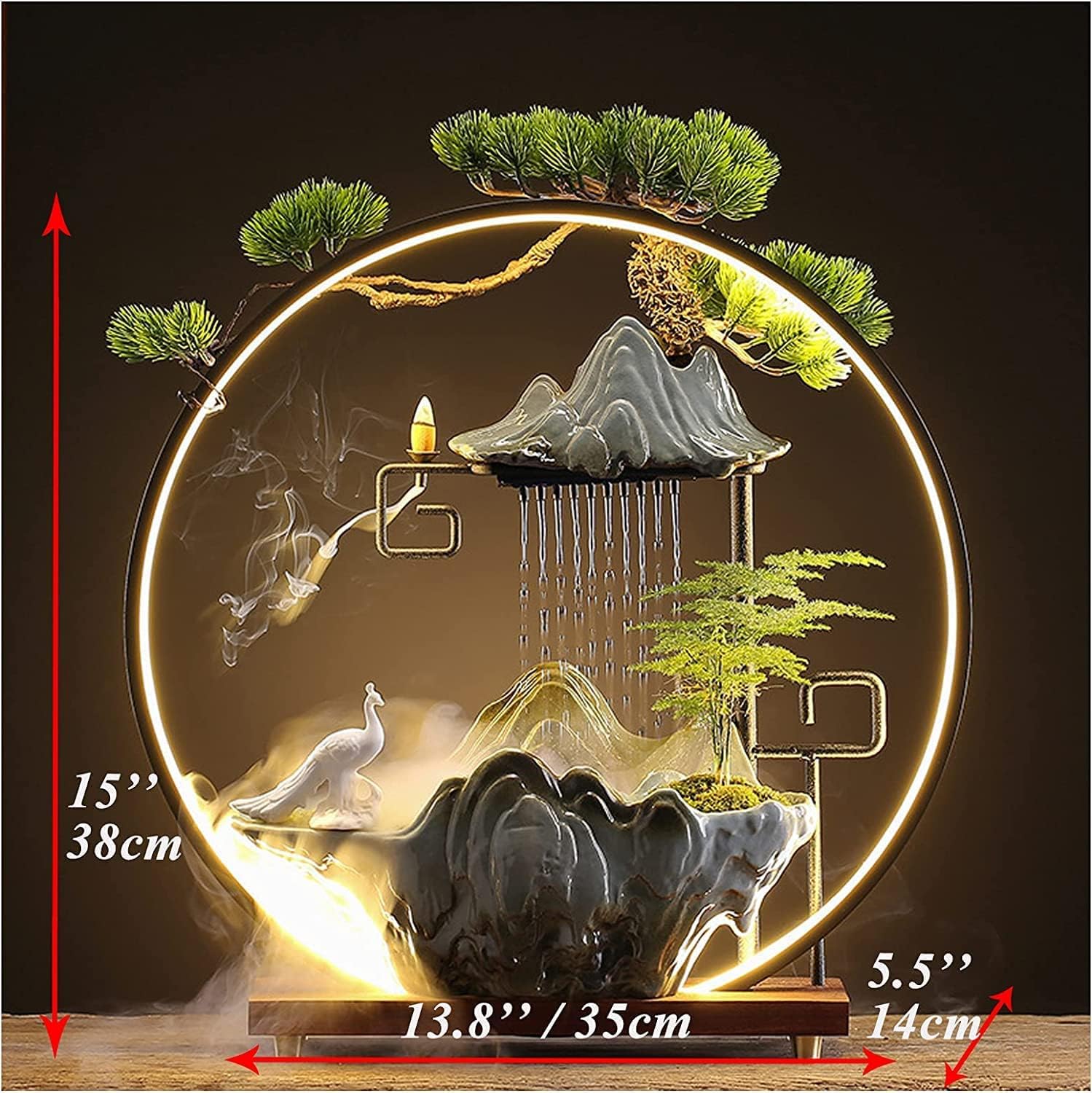 Ceramic Water Fountain with LED and Animal Design