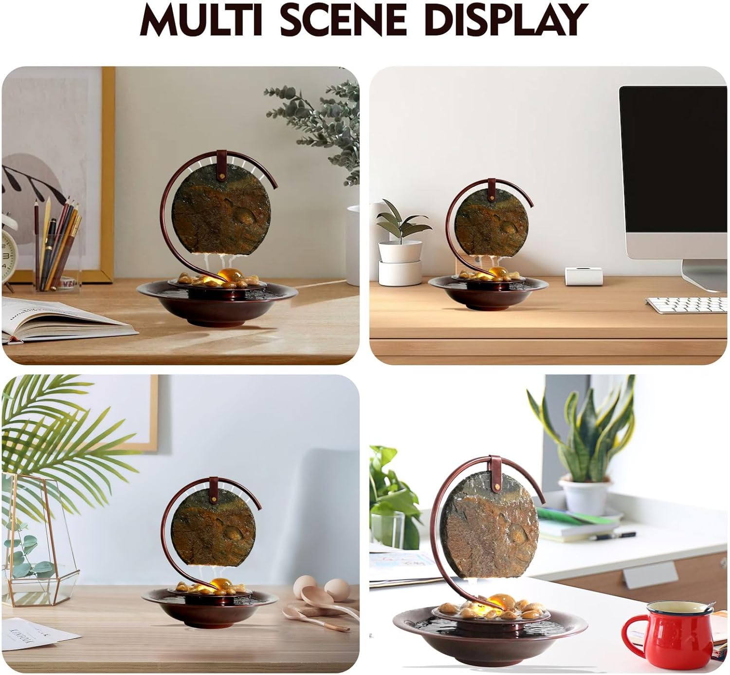 Indoor Waterfall Fountain with Light for Home Office Decor