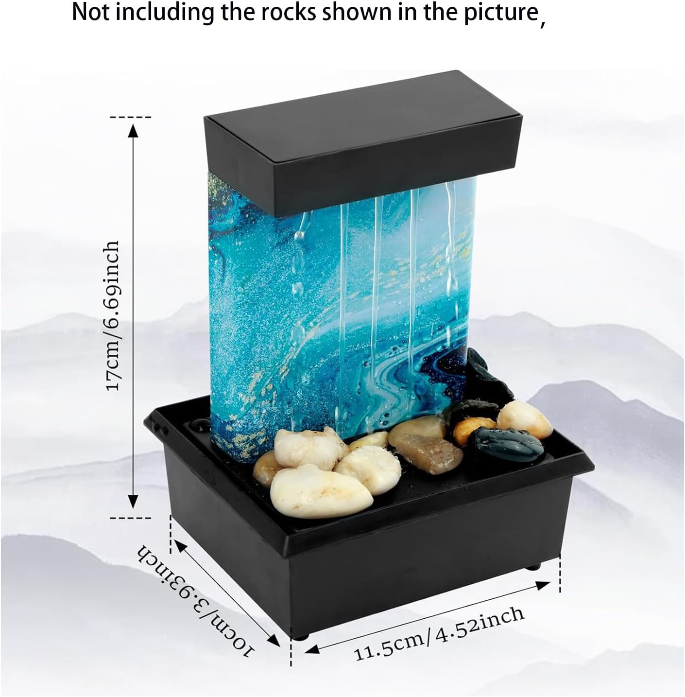 Vintage Indoor Water Fountain with LED Light Miniature Sculpture