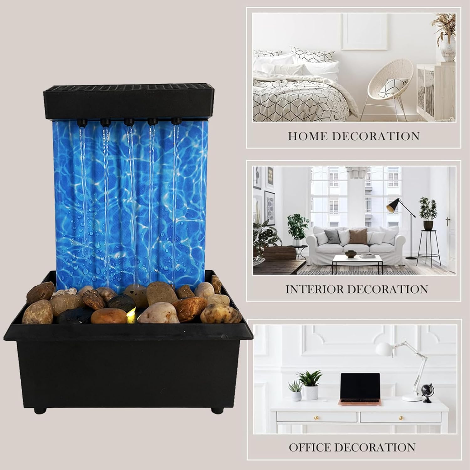 7 Inch Desk Fountain Indoor Waterfall USB Powered Zen Decor