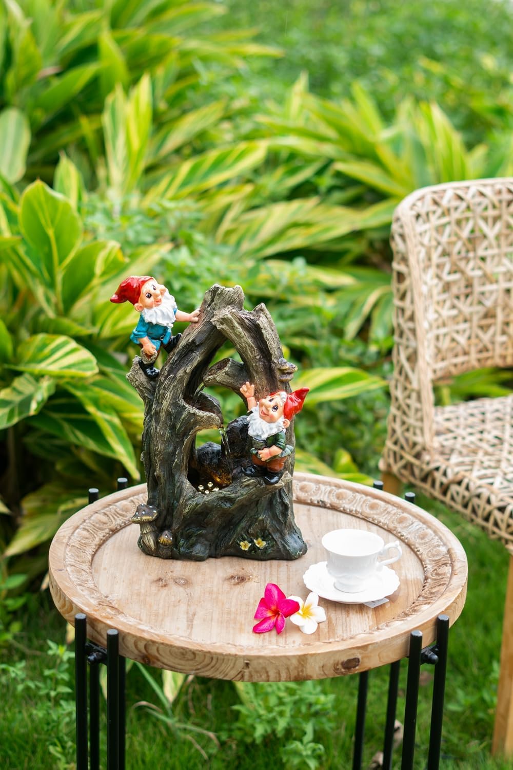 Decorative Woodland Gnome Water Fountain with LED Light 1