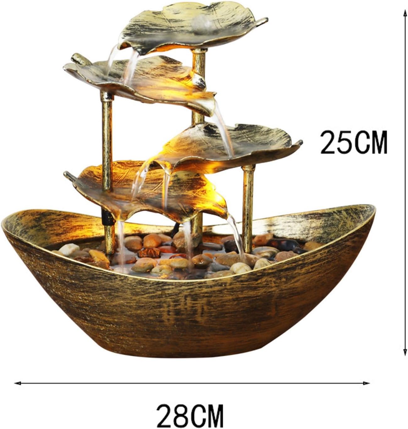 Tabletop Waterfall Fountain - 4 Tier with USB Pump and LED Lights