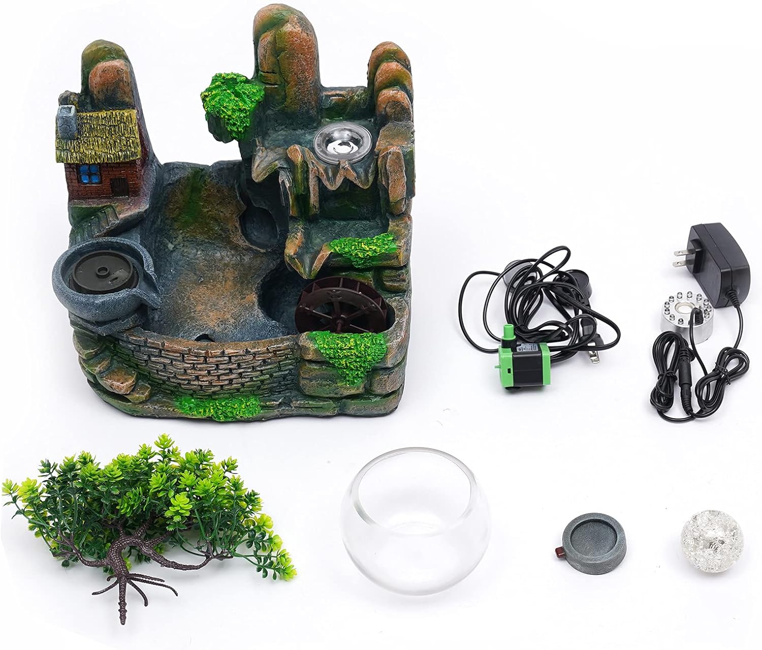 Indoor Tabletop Water Fountain with LED Light and Mist