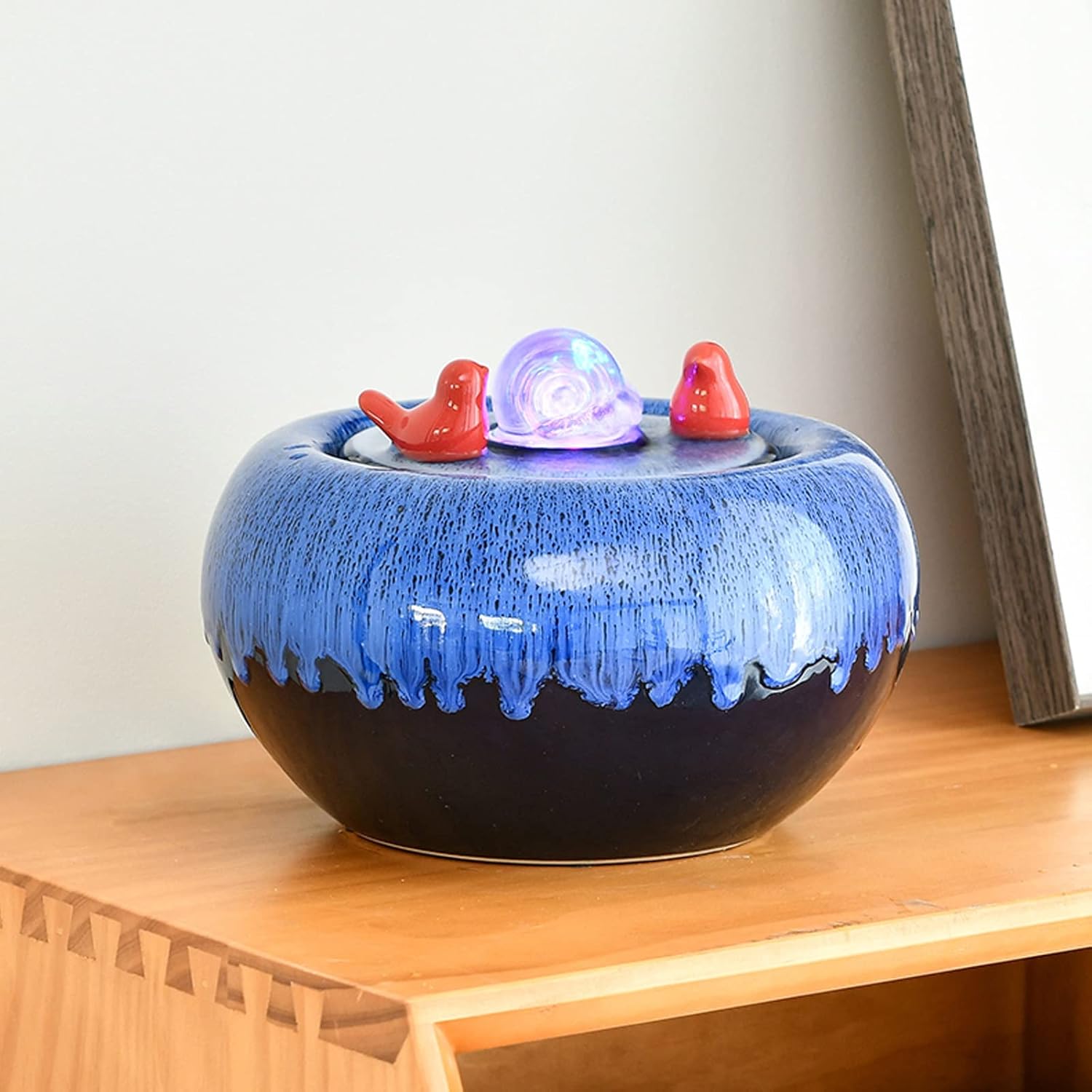 Elegant Desktop Water Fountain with LED Light and Rotatable Ball