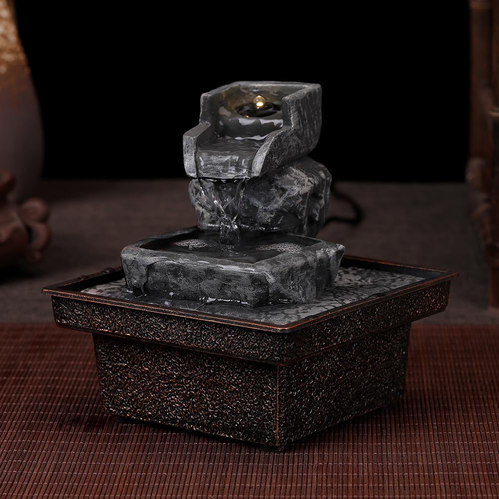 Tabletop Water Fountain with Automatic Pump for Home Office