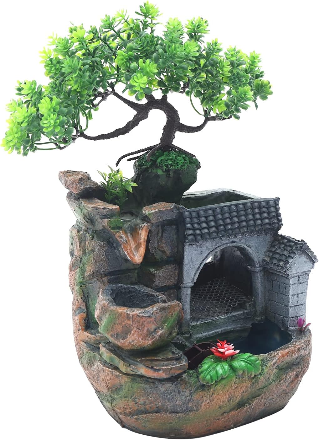LENGBULIN Indoor Water Fountain with LED Light and Automatic Pump