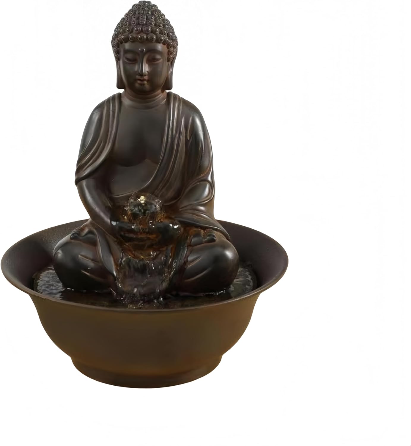 Fengshui Caishen Tabletop Water Fountain - Dark Brown