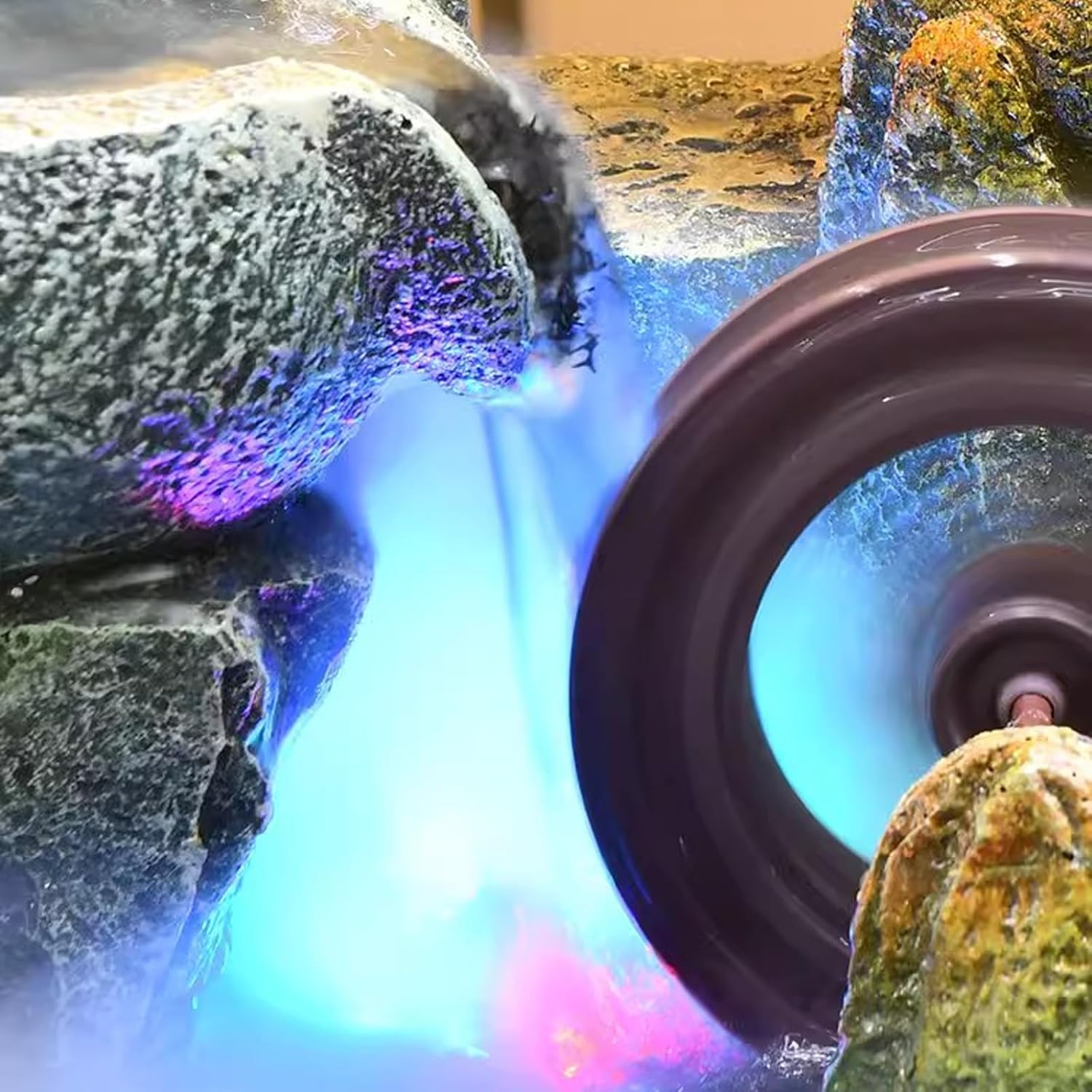 Indoor Fountain with LED Light and Simulated Waterfall