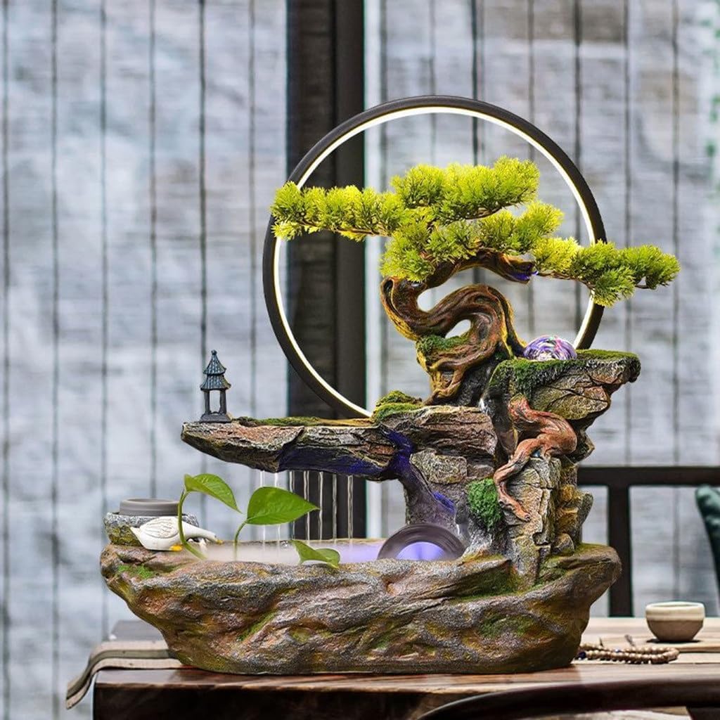 Rockery Fountain with Circulating Water for Balcony and Indoor Use