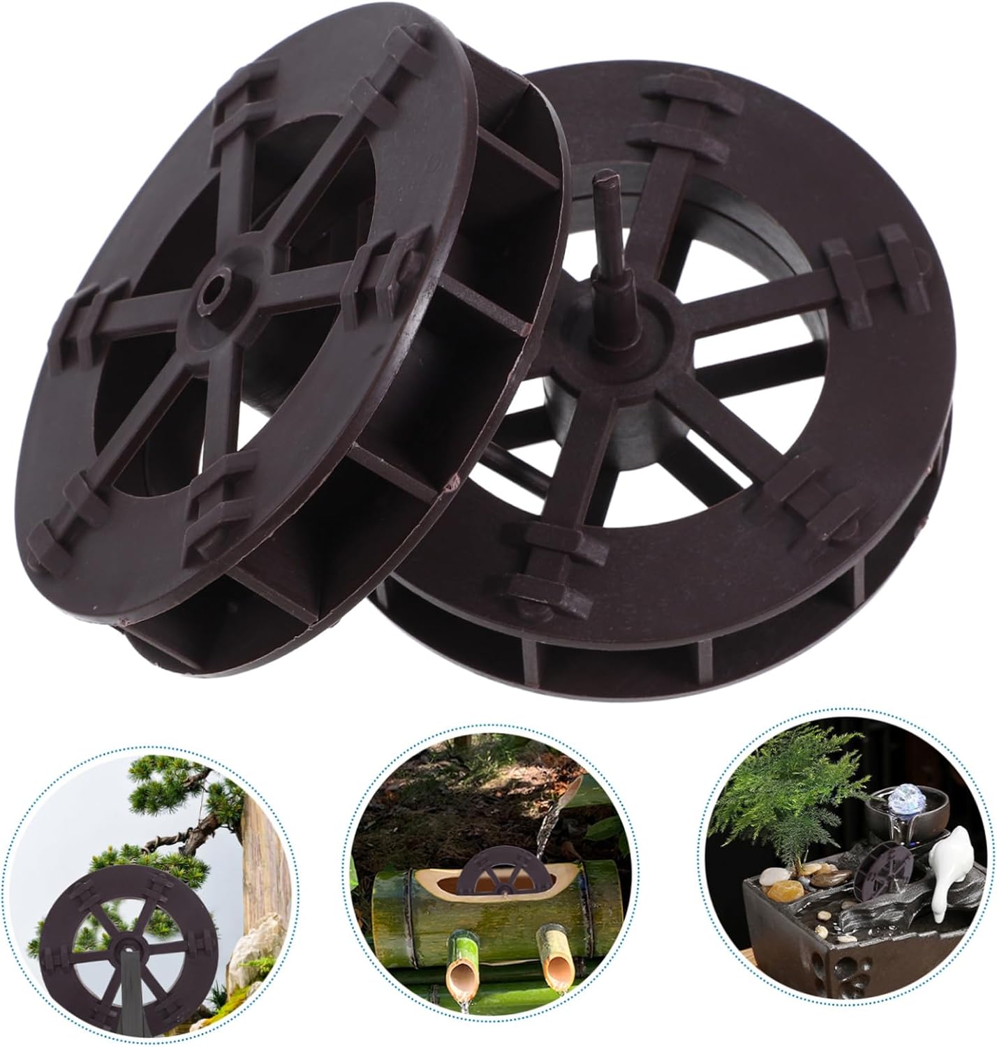 2pcs Micro Water Wheels for Mini Landscape Decorations
