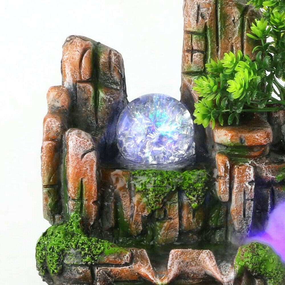 Rockery Fountain with LED Lights and Atomizer