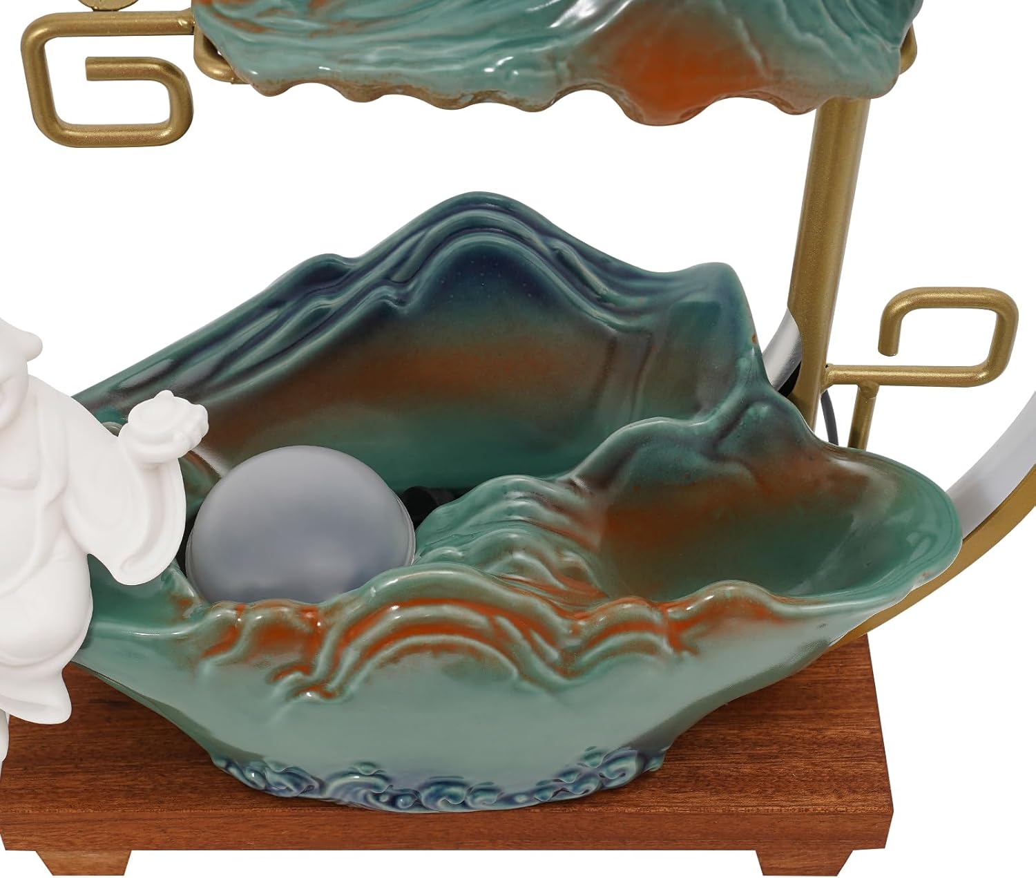 Buddha Tabletop Water Fountain with LED Light and Fake Plants