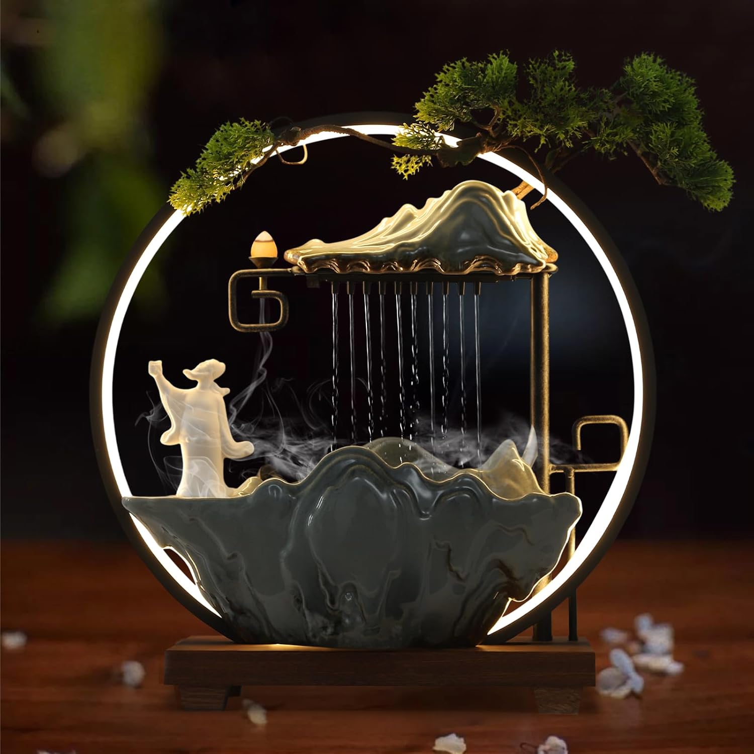 Tabletop Water Fountain with LED Lights and Atomizer 1