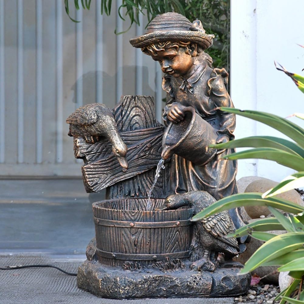 Elegant Tabletop Fountain Imitation Copper Resin