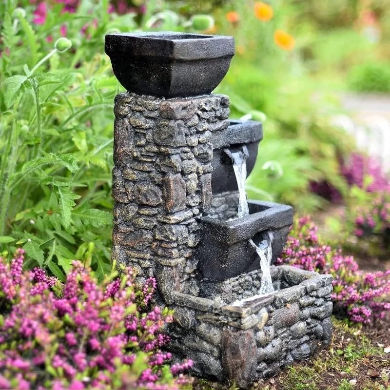 Water Fountain with LED Lights and Auto-Pump for Home and Outdoor Use