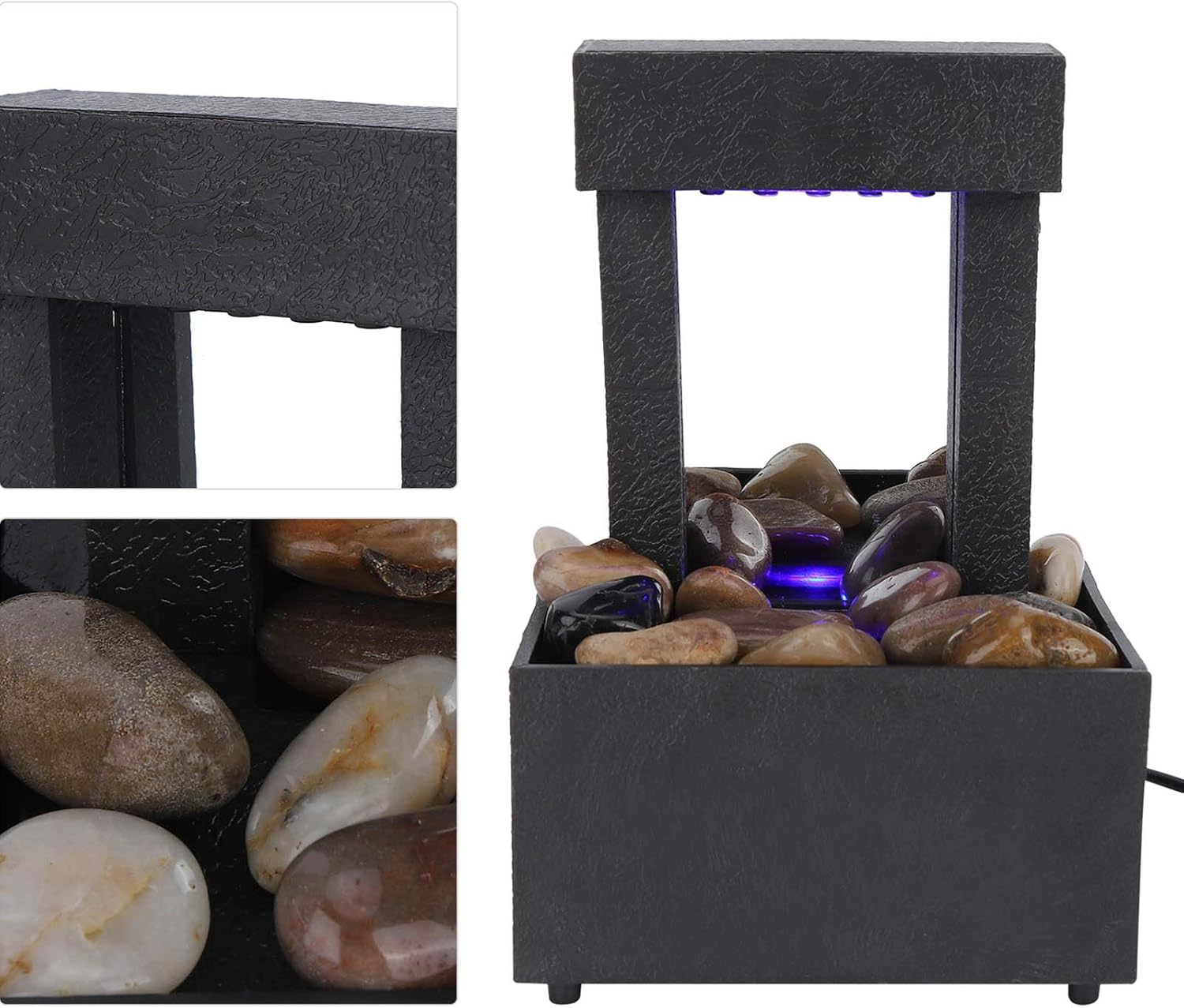 Yitengteng USB Tabletop Water Fountain with LED Light and Stones