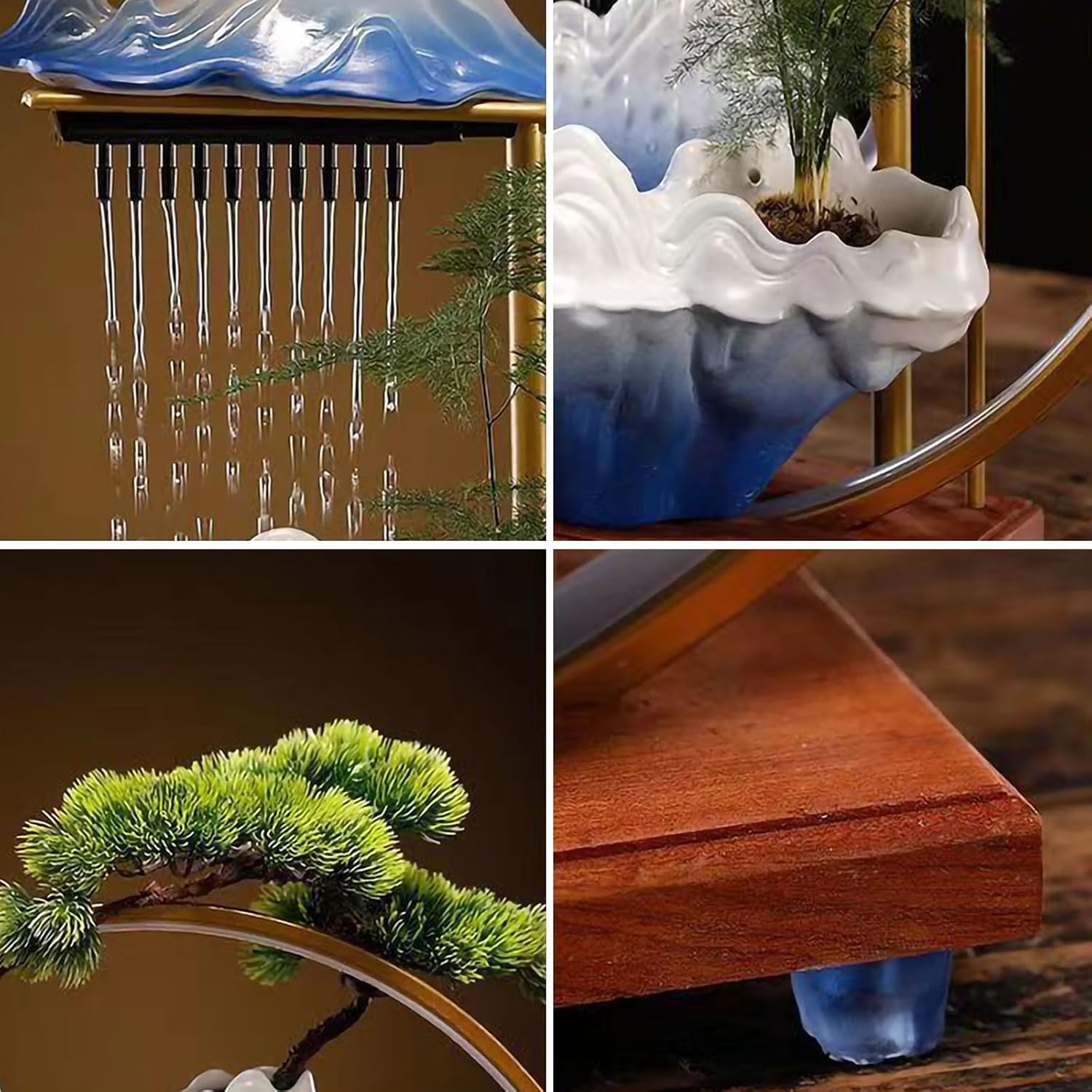 Zen Indoor Waterfall Fountain with Mist and LED Light