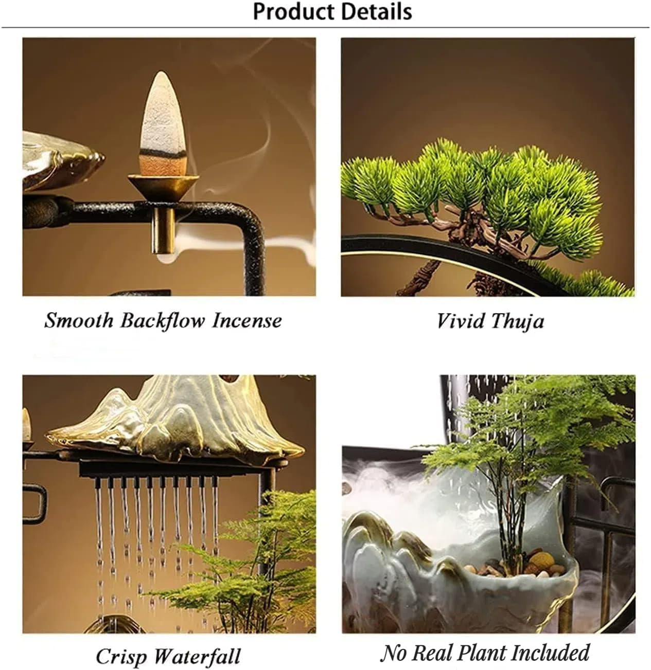 LXLO LED Light Tabletop Buddha Fountain Indoor Zen Waterfall Decor for Meditation and Stress Relief