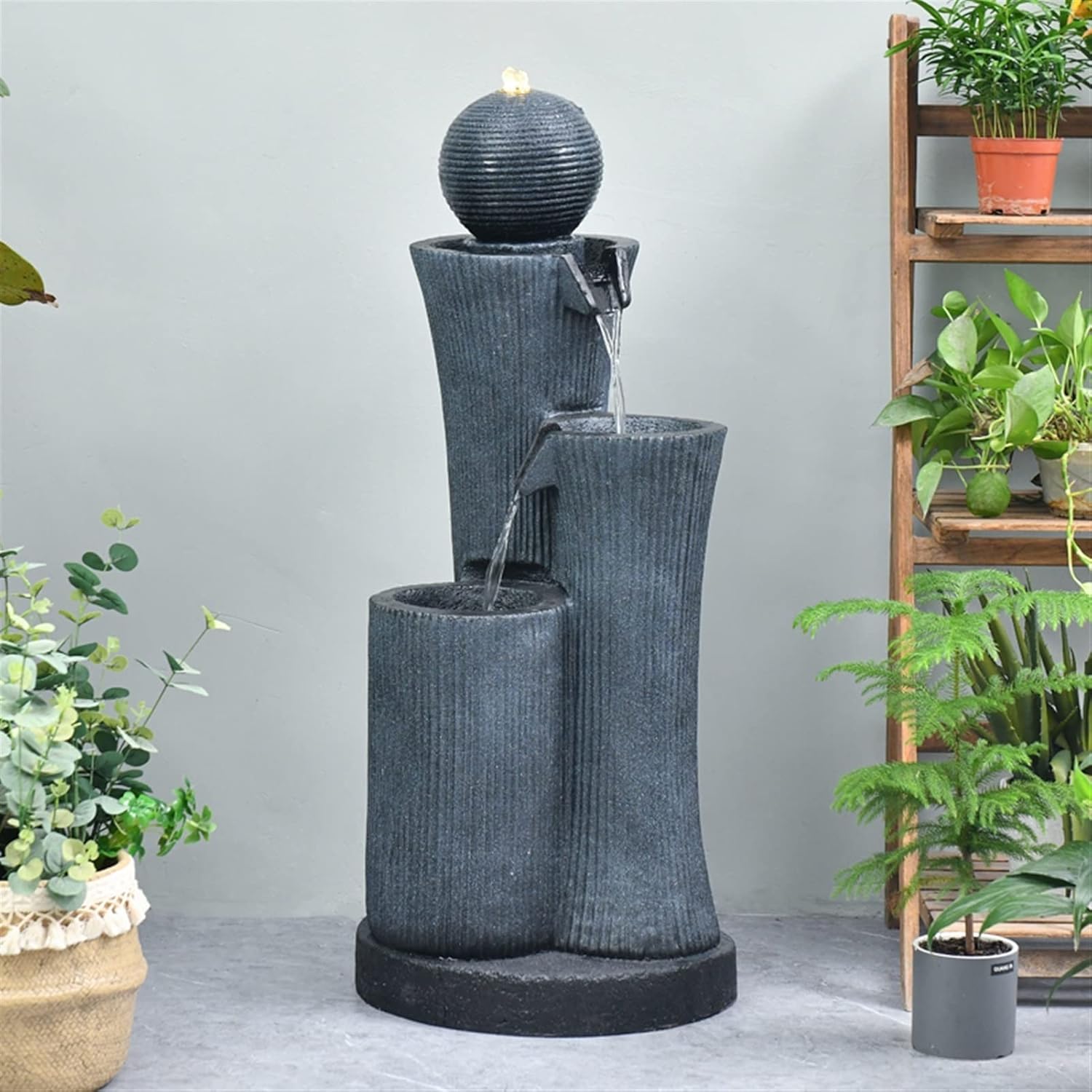 Resin Waterfall Tabletop Fountain - Indoor Outdoor Decorative Fountain