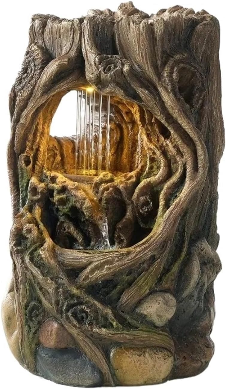 Artistic Indoor Fountain Stump for Desk Relaxation