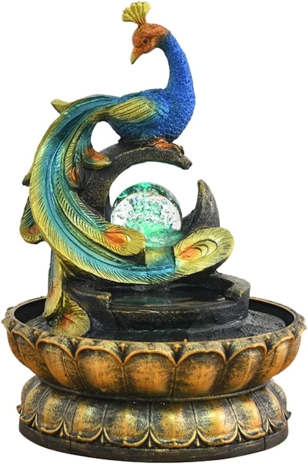 Peacock Shape Tabletop Fountain Home Office Decor
