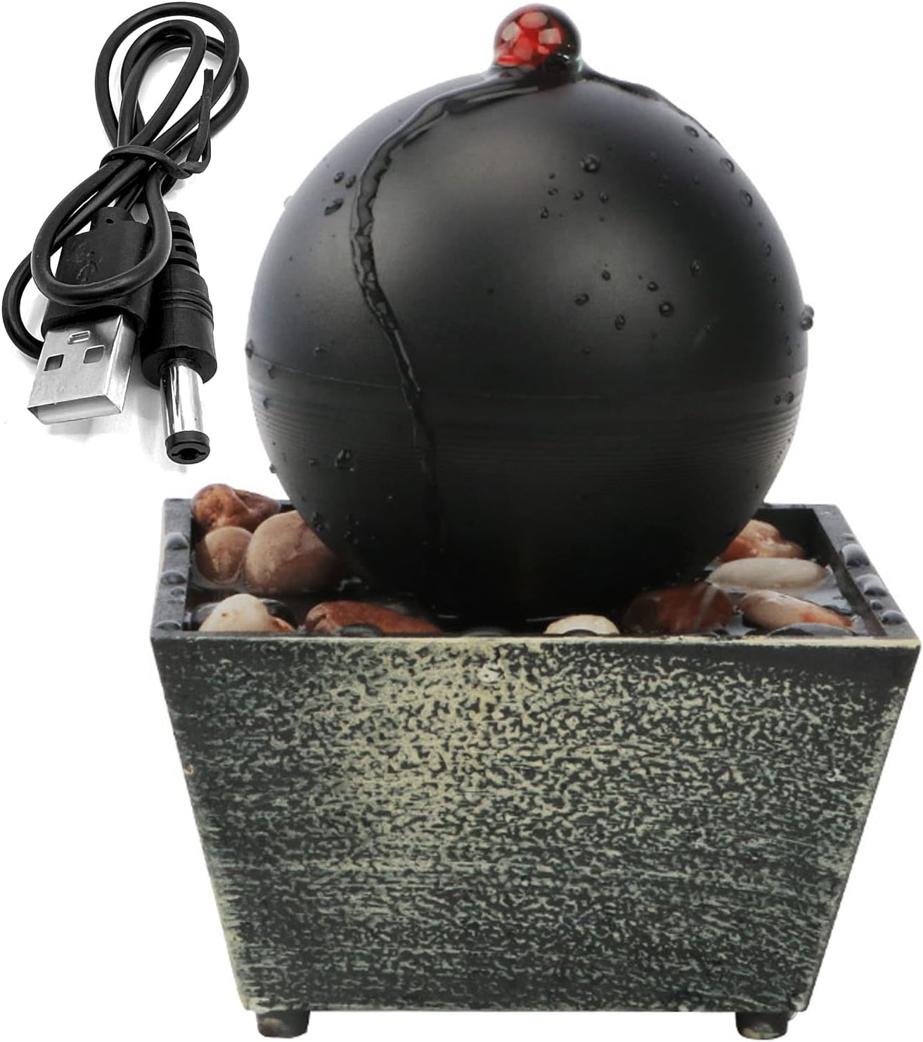 Rwoora Tabletop Ball Fountain Indoor Resin Waterfall Decor