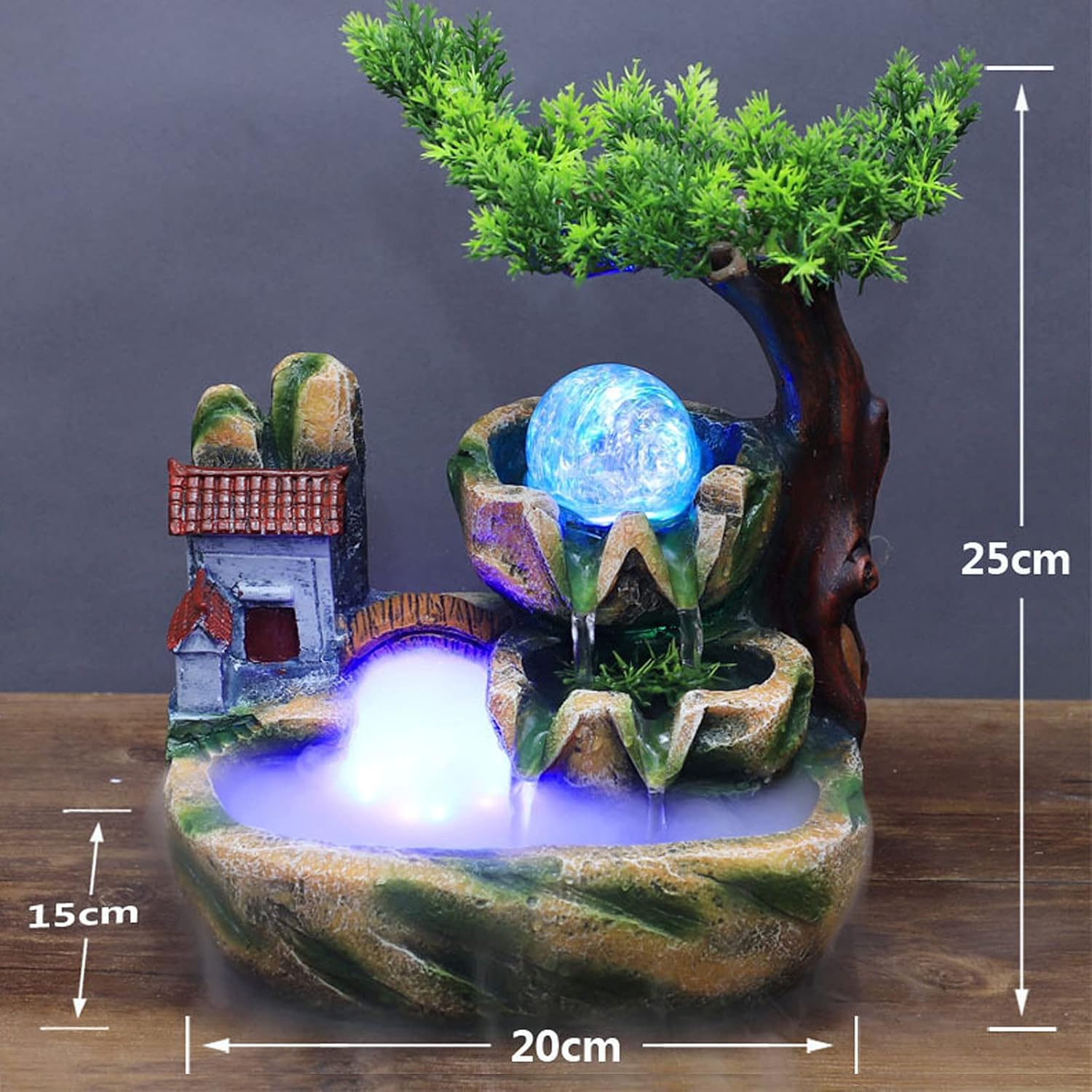 Mini Rockery Fountain Waterfall Indoor Desktop Ornament