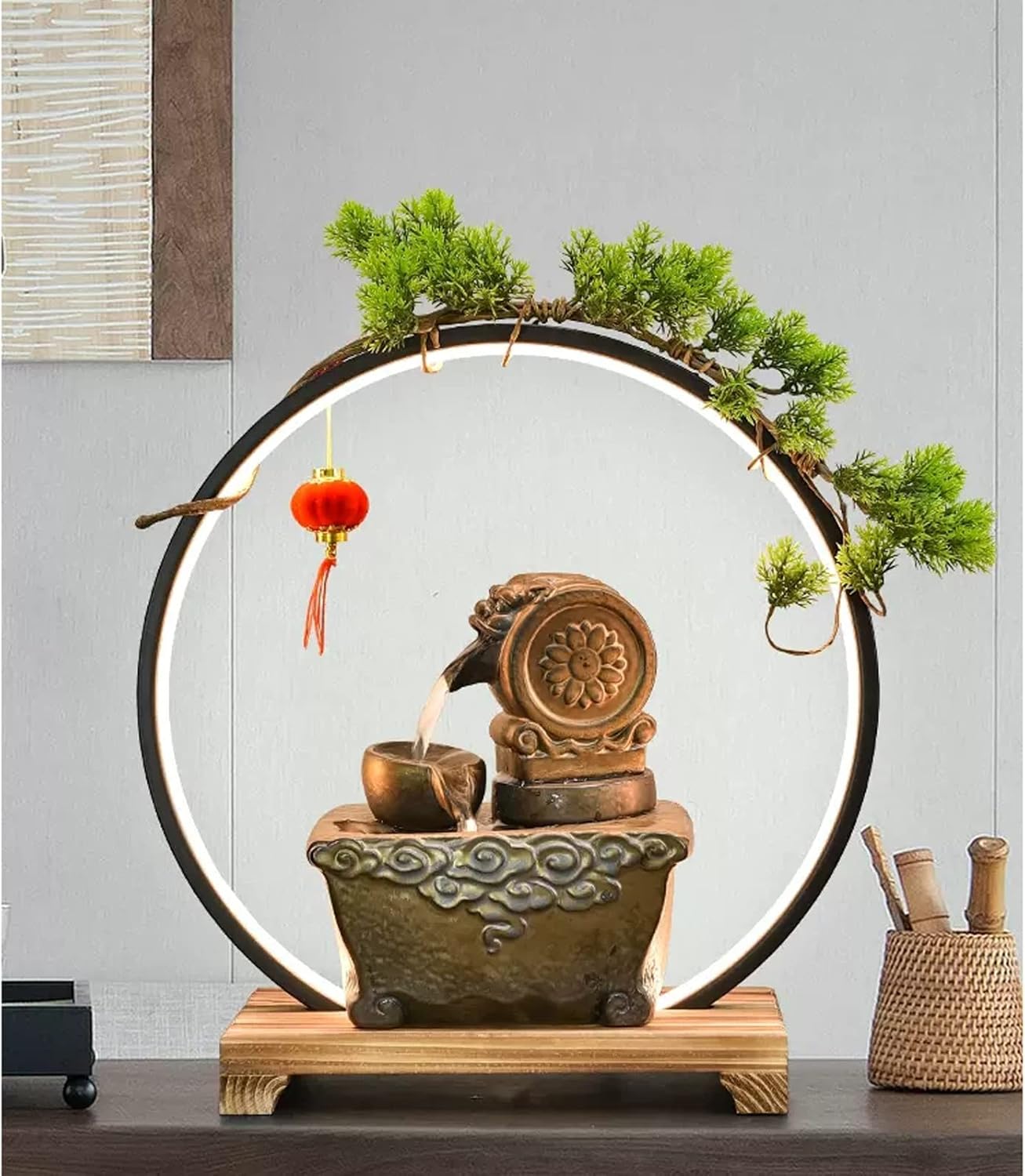 Charmful Ceramic Tabletop Fountain with LED Light
