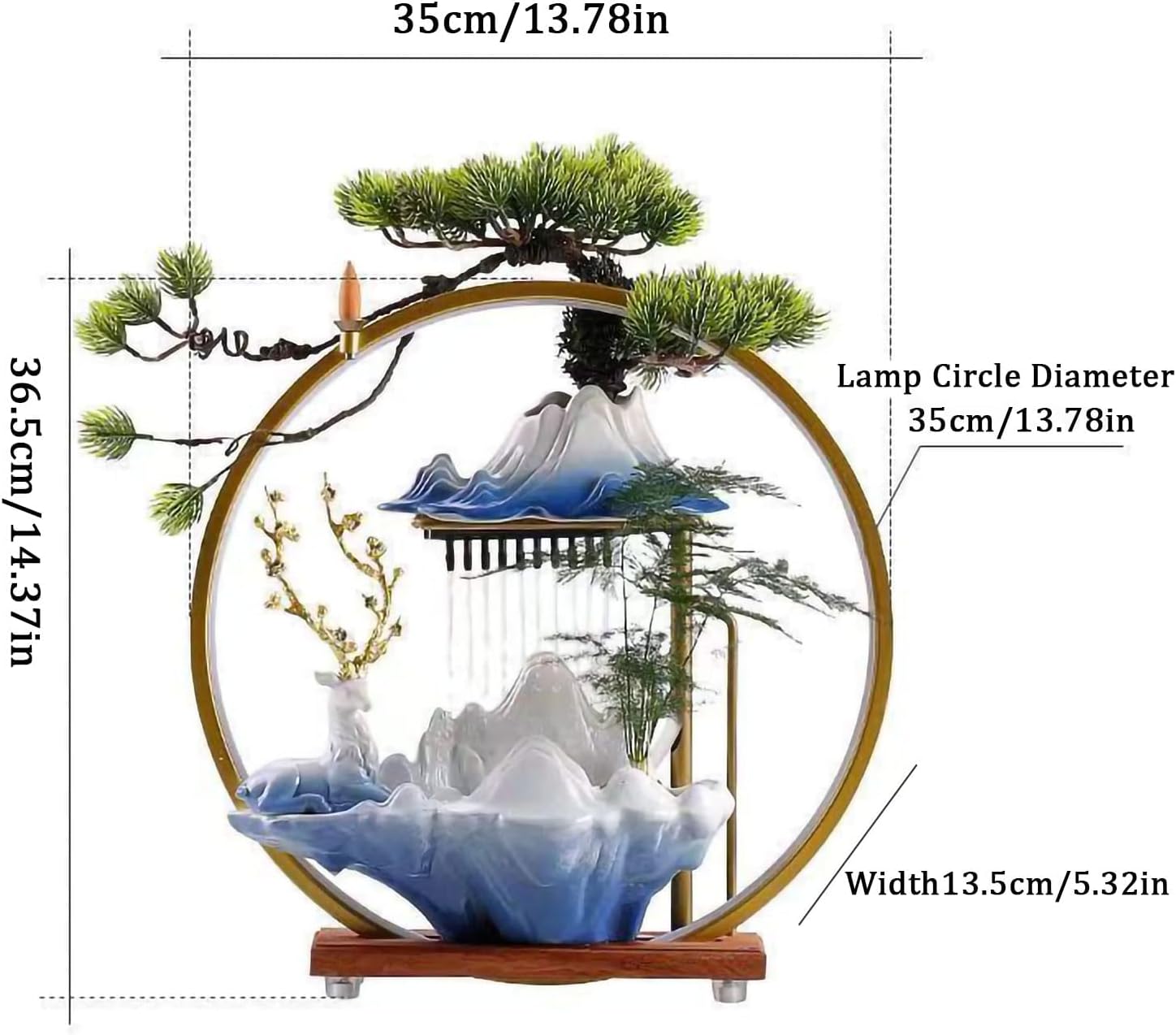 Zen Indoor Waterfall Fountain with Mist and LED Light