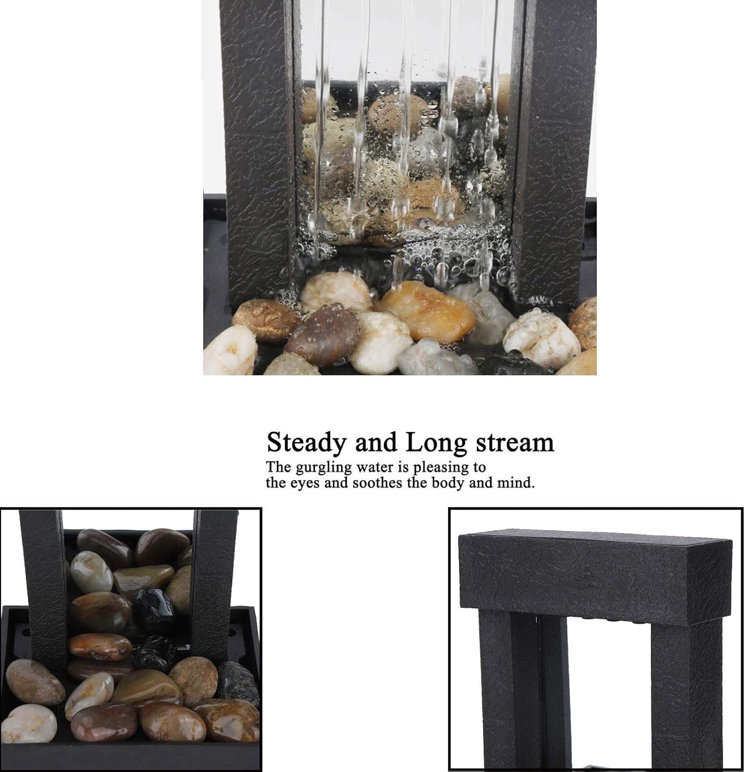 Yitengteng USB Tabletop Water Fountain with LED Light and Stones