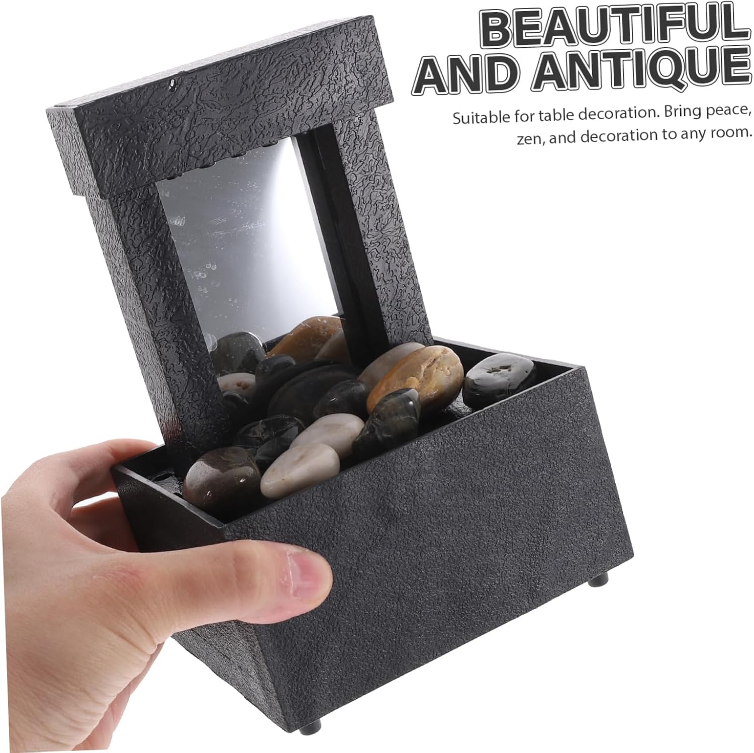 SOLUSTRE Running Water Ornament Desktop Fountain Zen Decor for Home Office Bedroom