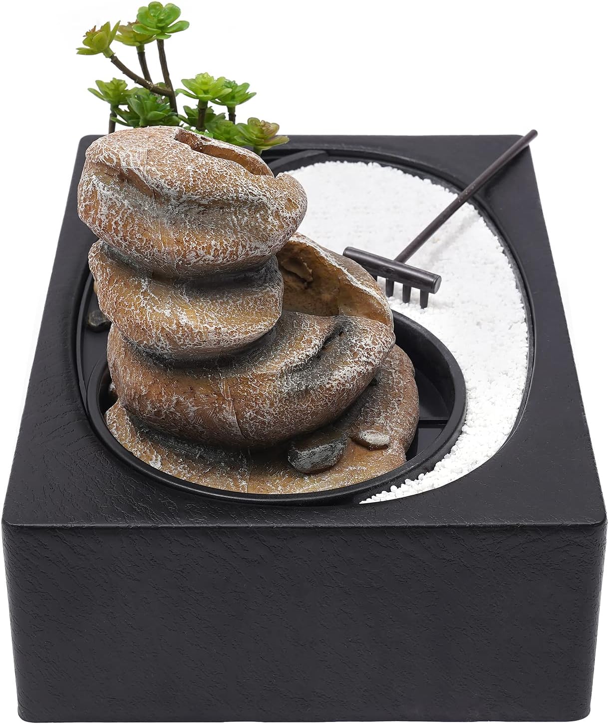 Tabletop Water Fountain with LED Light for Office Home and Bedroom Decor