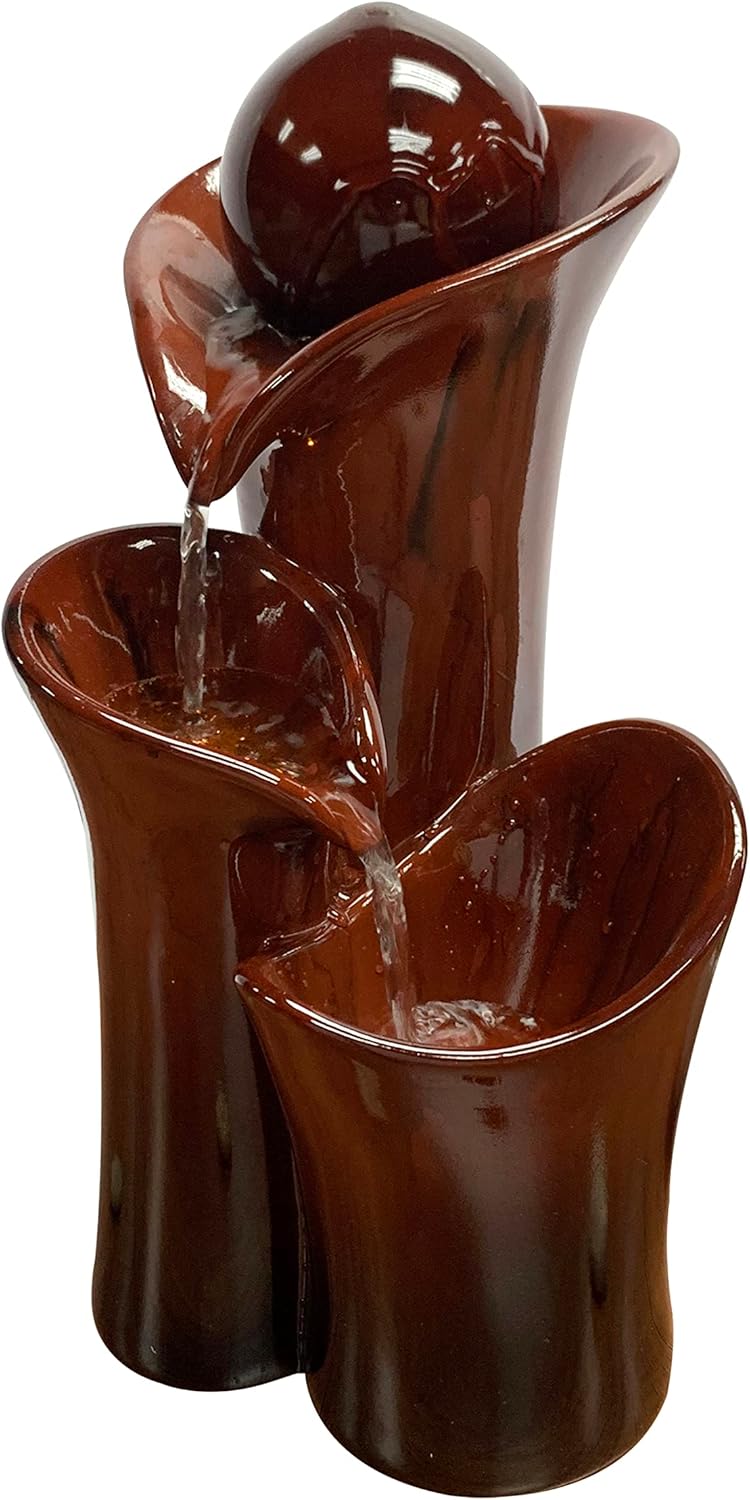 Natures Mark 124 Inch Amber Ball Water Fountain with LED Lights and Power Cord Attached