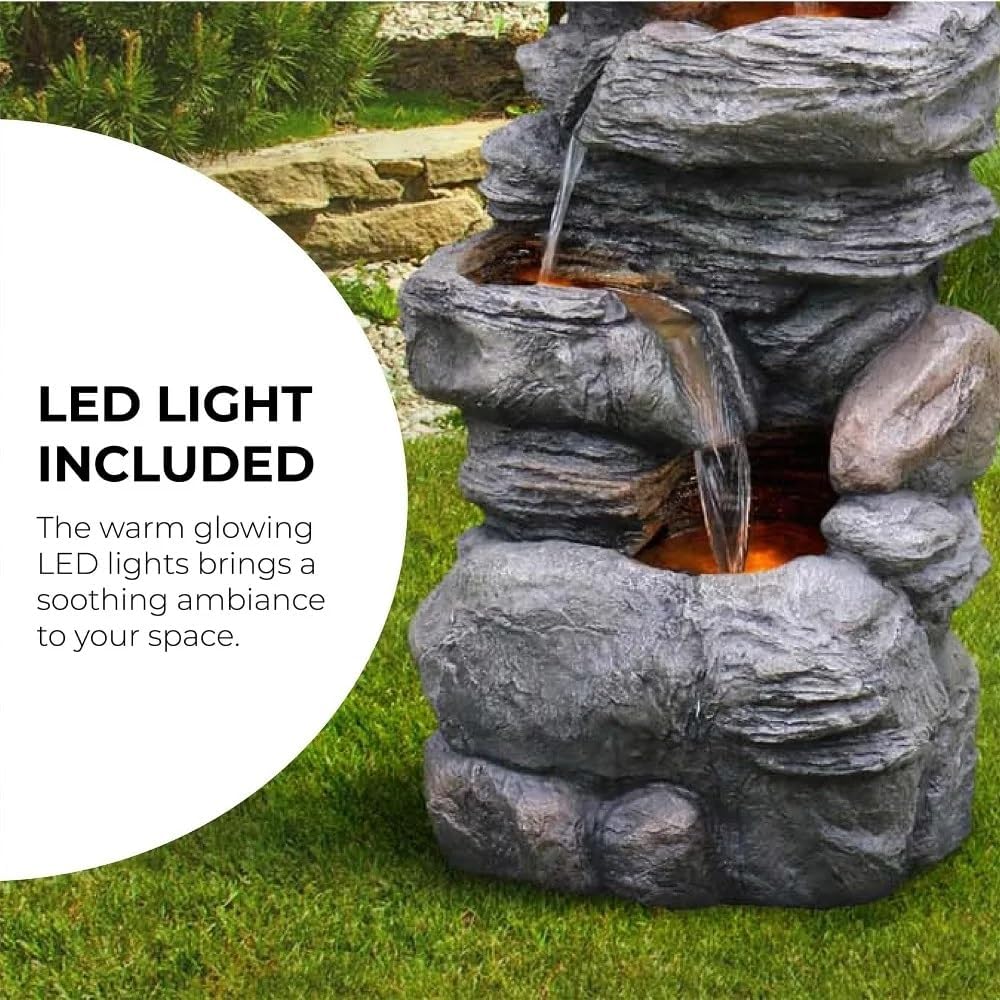 Outdoor Cascading Bowls LED Water Fountain for Garden and Porch