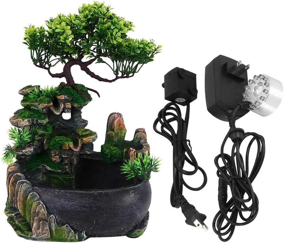 Stress Relief Indoor Fountain with Rockery and Plant