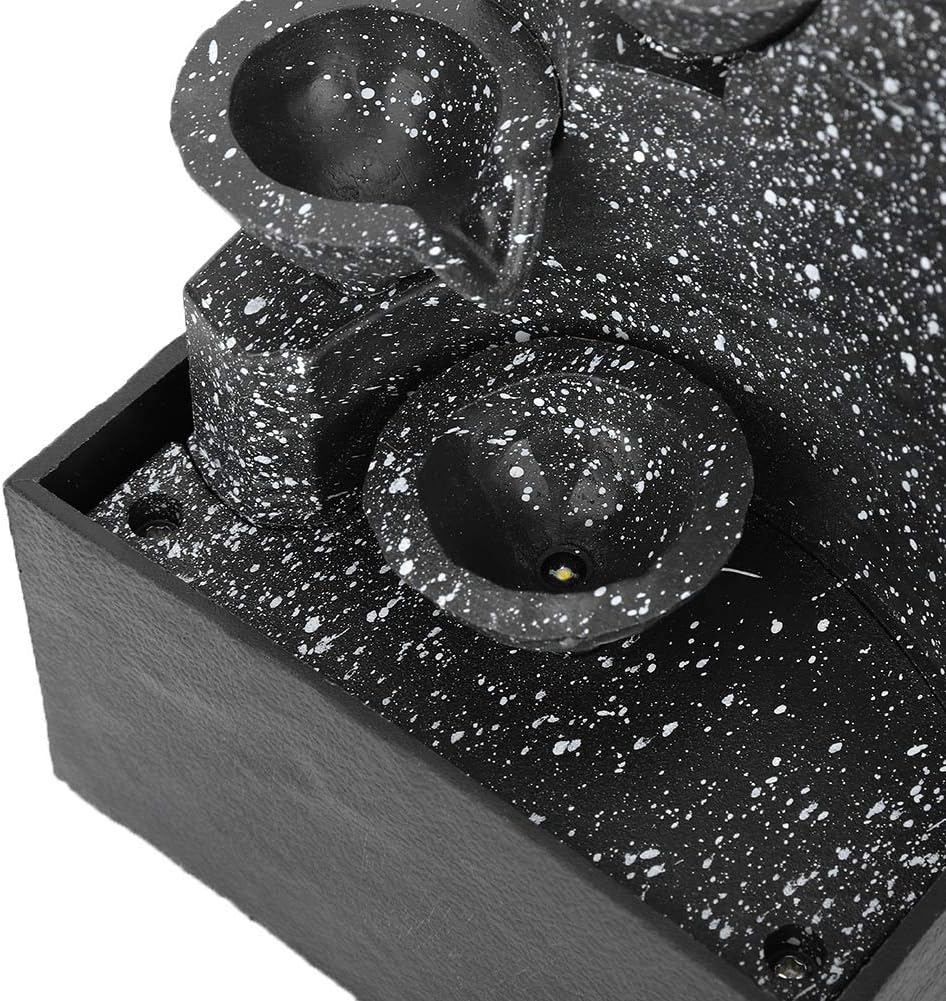 Tabletop Fountain with LED Lights and Stones for Indoor Office Decor