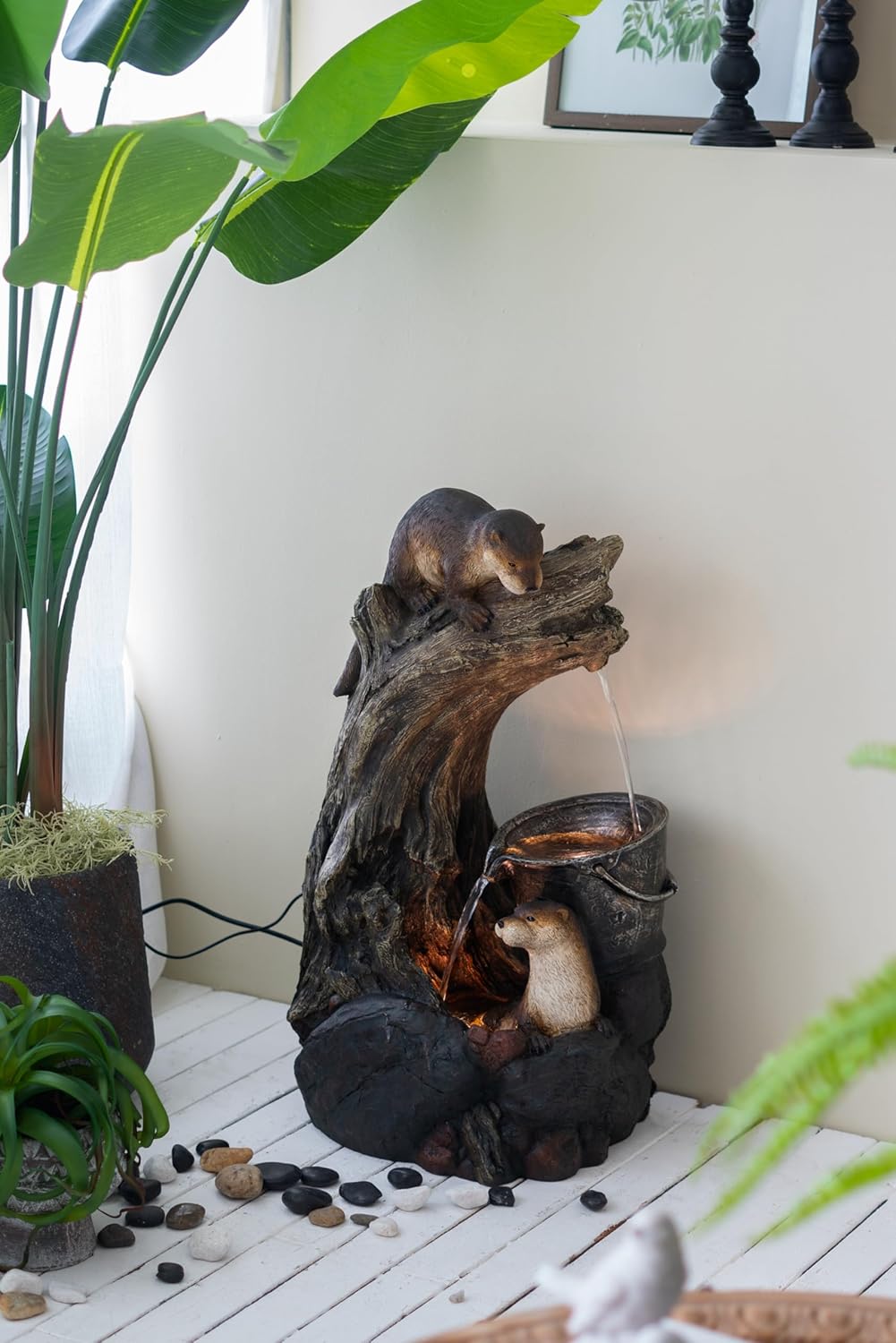 Charming Decorative Water Fountain with Otter Design and Pump