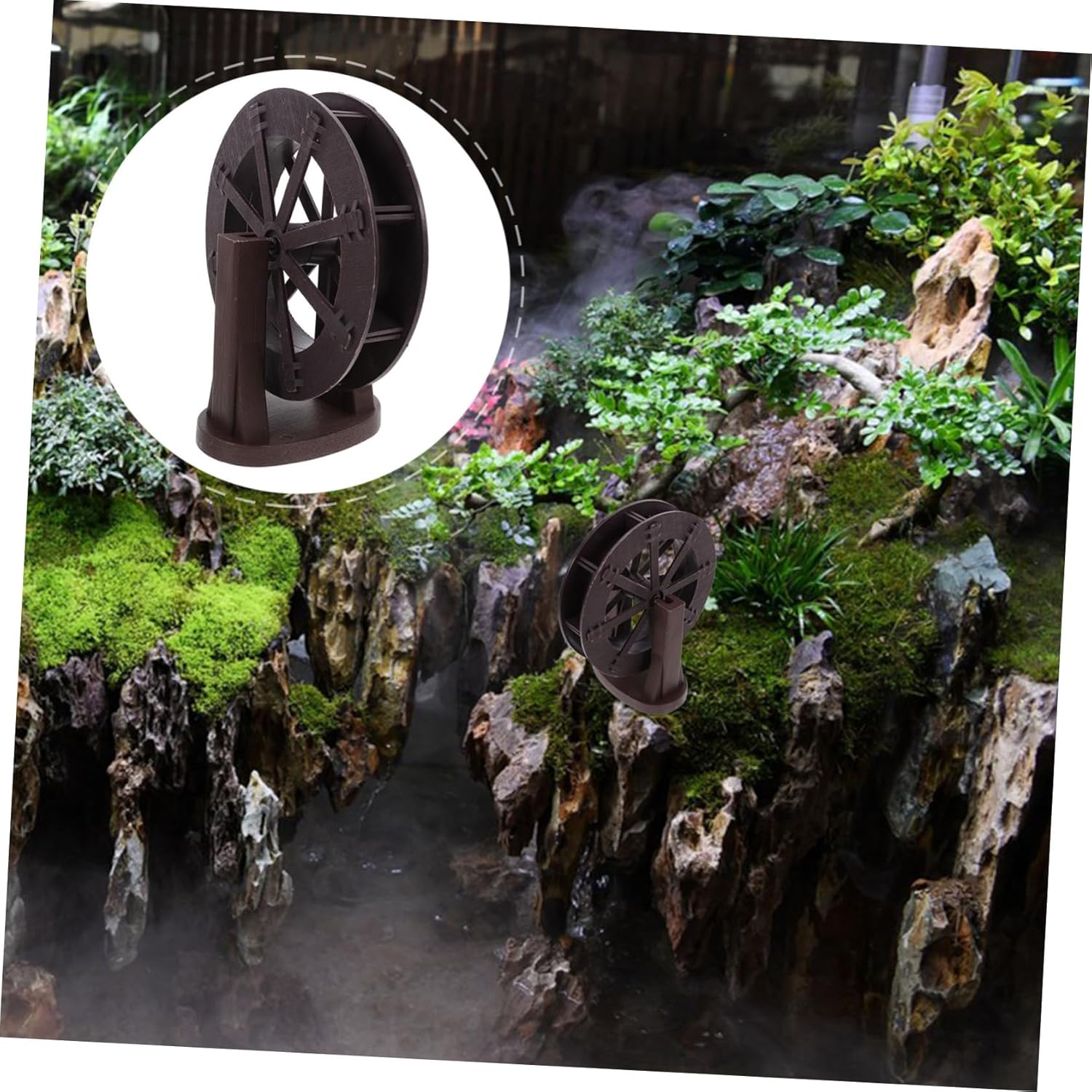 DIY Waterfall Fountain Water Wheel Accessory with Bracket for Indoor Zen Garden Home Office Decor