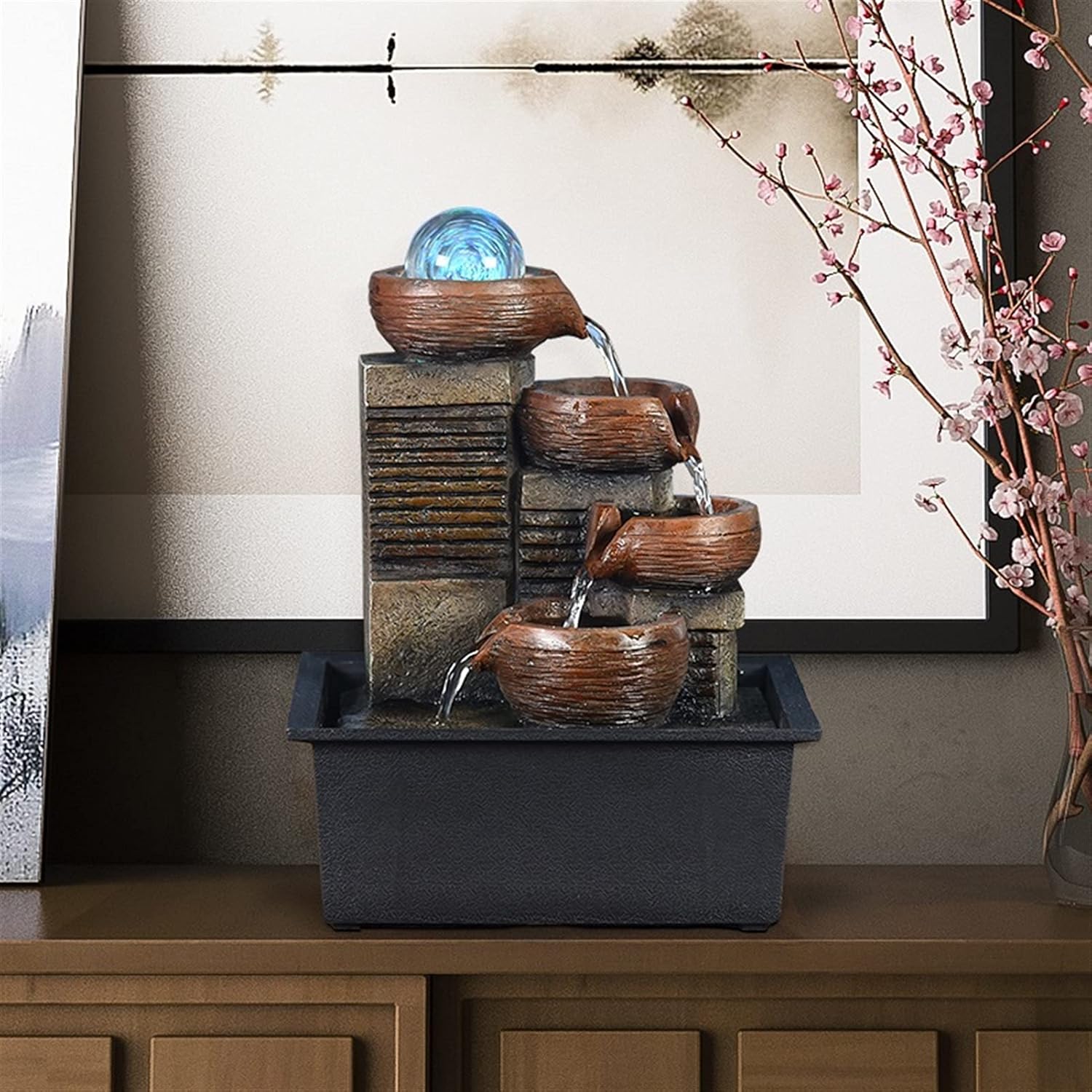 Indoor Fountain with Fengshui Ball for Home Decor