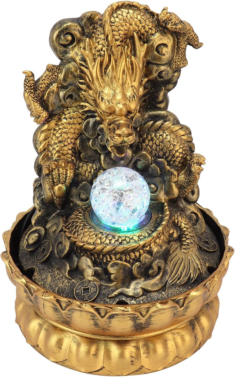 FOKH Tabletop Fountain with LED Light and Waterfall Sound