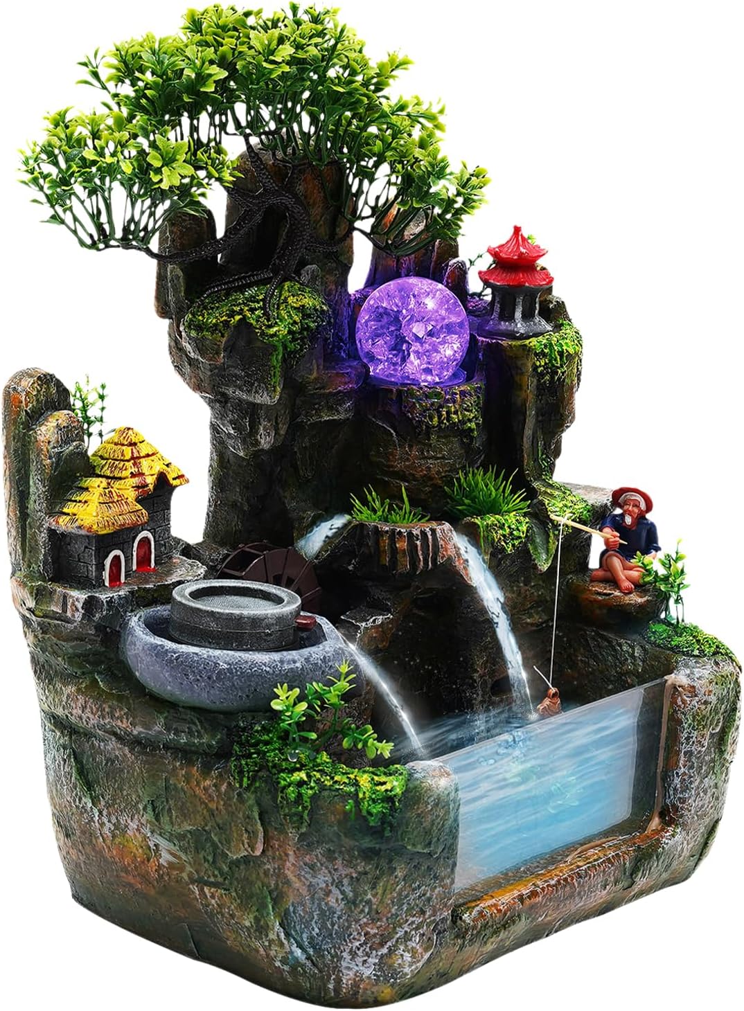 Indoor Rockery Waterfall Fountain with LED Light and OnOff Switch