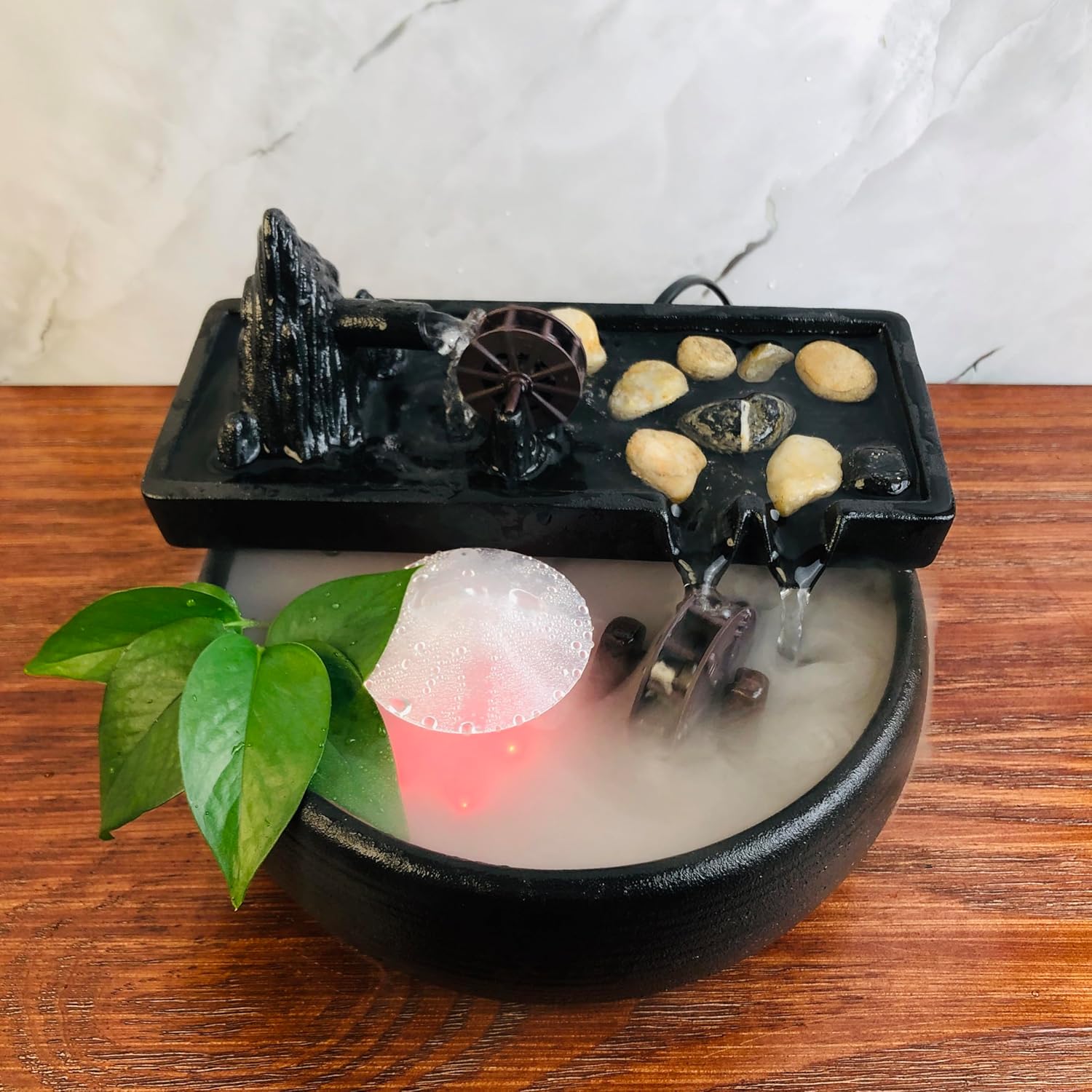 Elegant Black Ceramic Tabletop Waterfall Fountain