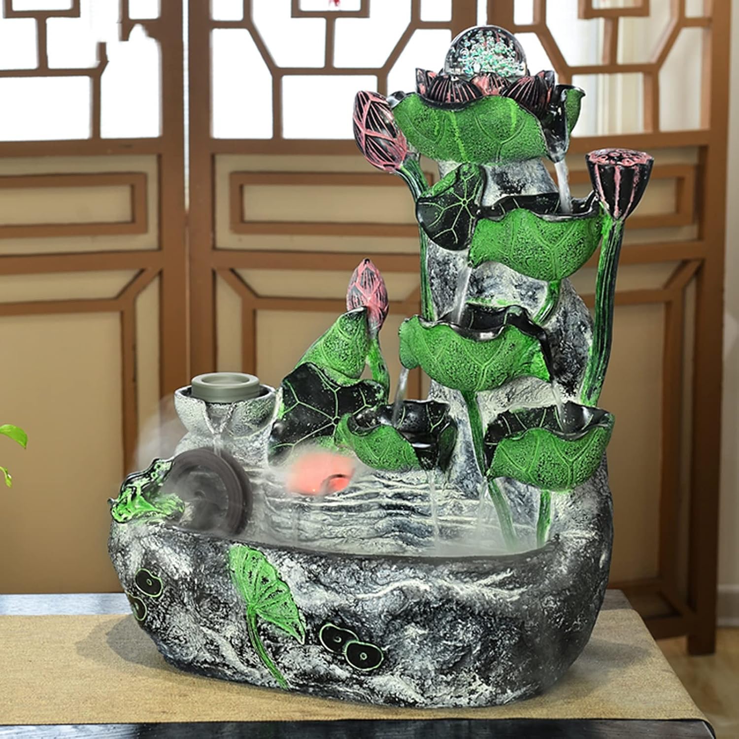 Tabletop Fountain with Rotatable Ball and Pump for Home Office Relaxation