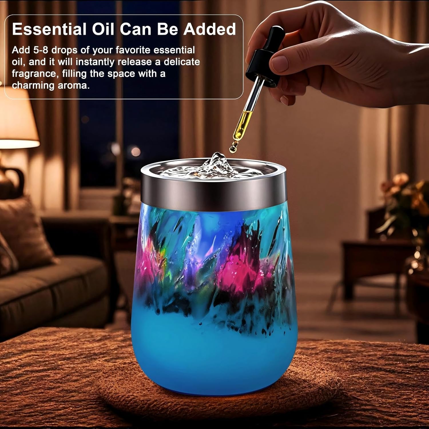 Voreen Handblown Glass Tabletop Fountain with Color Changing Glow