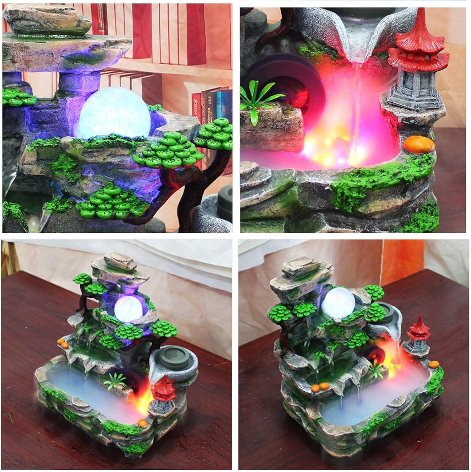 Winneshop Tabletop Fountain with LED Lights and Pump