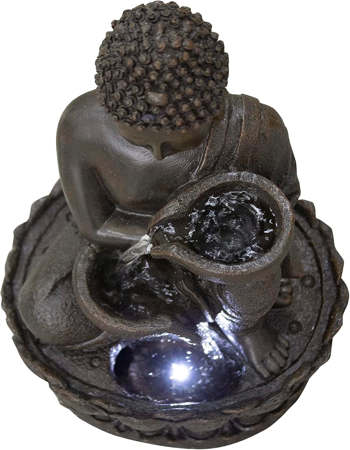 Hi-Line Gift Ltd 1375 Inch Buddha Fountain with LED Tabletop Decor